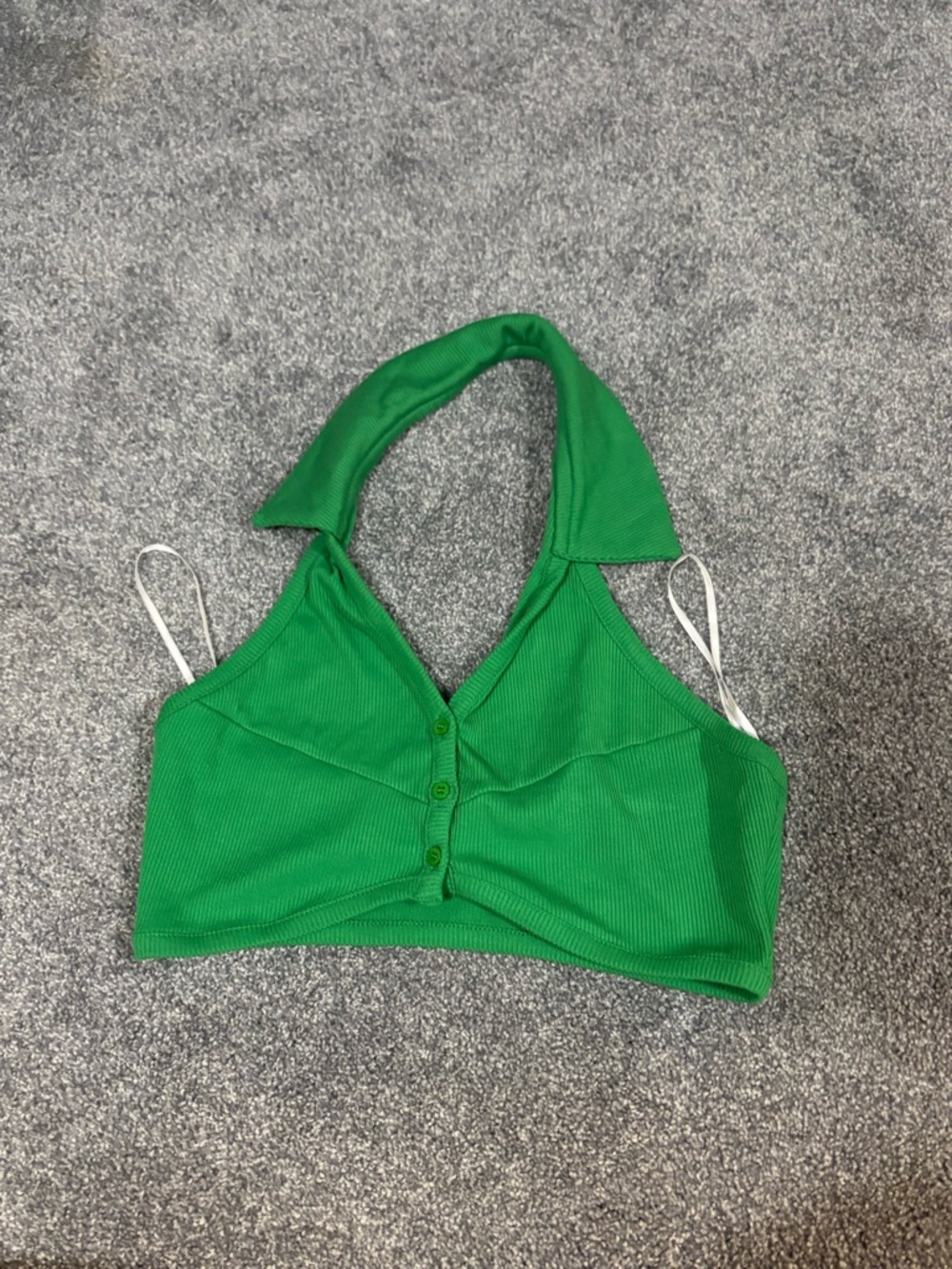NWOT Princess Polly Green Ribbed Button Halter Tank- 8